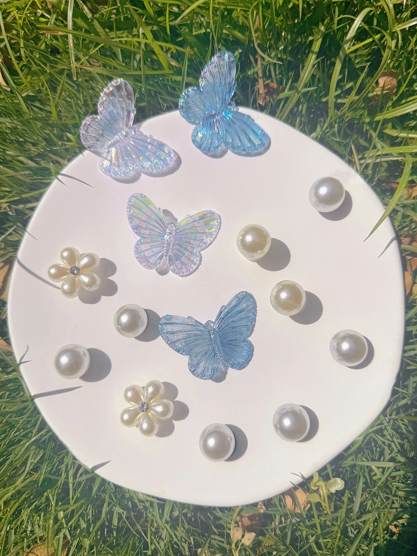 14 Pieces of Blue Butterfly Shoes Decorative DIY Casual Acce