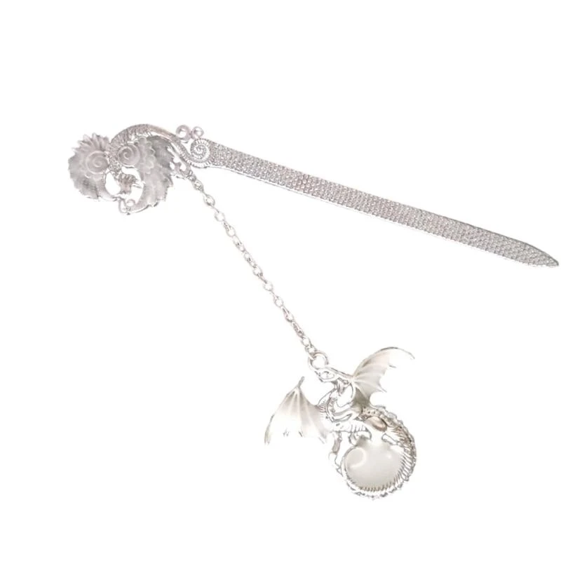 Vintage Metal -Lesezeichen mit Drachen Anhänger Glühen Lesezeichen Buch Marker Page Teiler für Lehrerbuchliebhaber Schüler