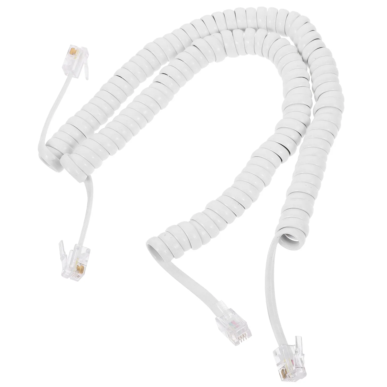 2pcs Telephone Cable Spiral Coiled Telephone Cord Cord Landline Phone Cables Stable Transmission Moderate Length