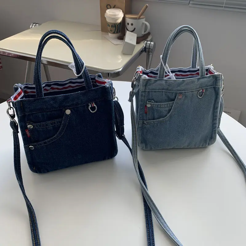 Denim Bag Women Satchels Canvas Casual Soft Shoulder Bag Handbag Purse Street Style Girls Bag