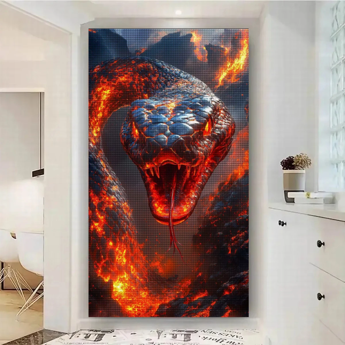 Fire Snake Diamond Painting Lava Snakes Diamond Mosaic Diy Cross Stitch Kits Full Square Drill Large Size Diamond Art Home Decor