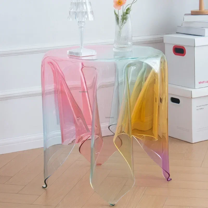 

Plastic Color Coffee Table for Living Room Furniture Sofa Side Table Small Apartment Household Balcony Small Round Tables