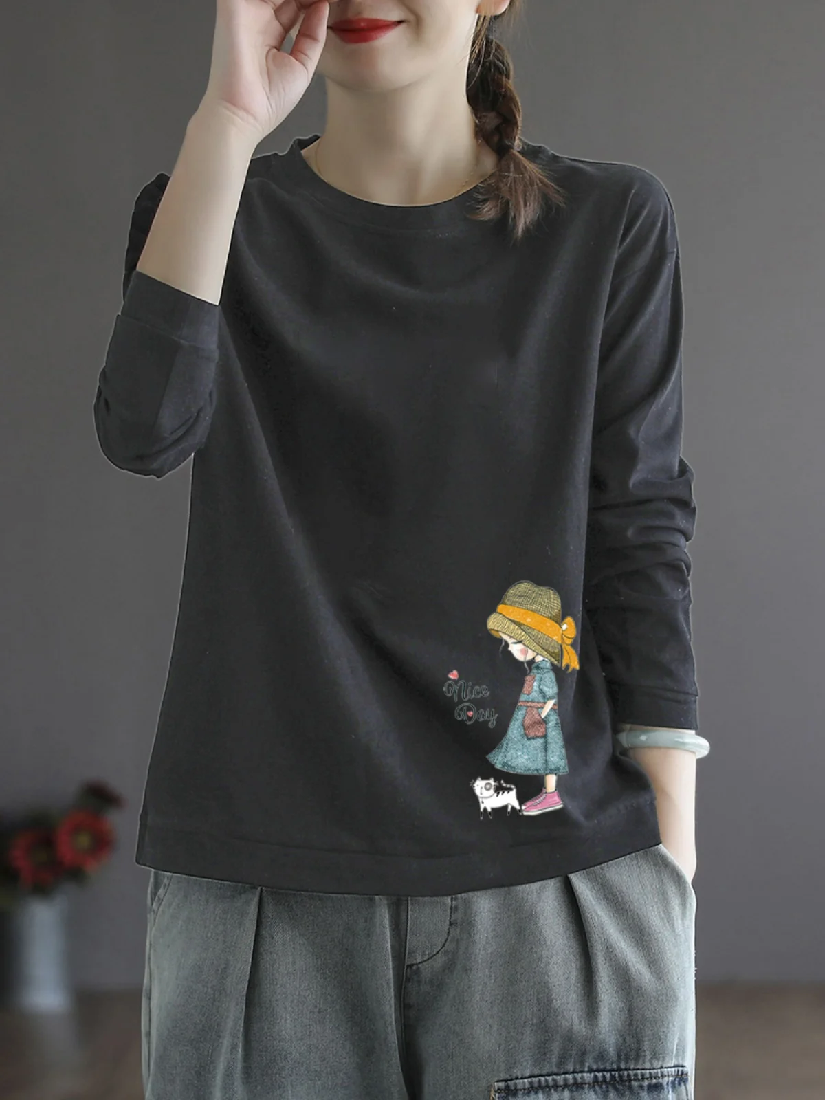 Pure Cotton Long Sv… - image