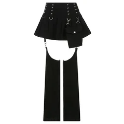 Ruibbit Rock Punk Patchwork Metal Zipper Jogger Hip-hop Harem Track Black Pants Korean Harajuku Sweatpant Trouser Cotton Bottom