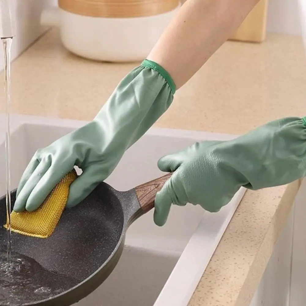 2Pairs Household Reusable Dishwashing Gloves Latex Non-Slip Cleaning Gloves Oil Resistant Multi-Purpose Waterproof Gloves Home