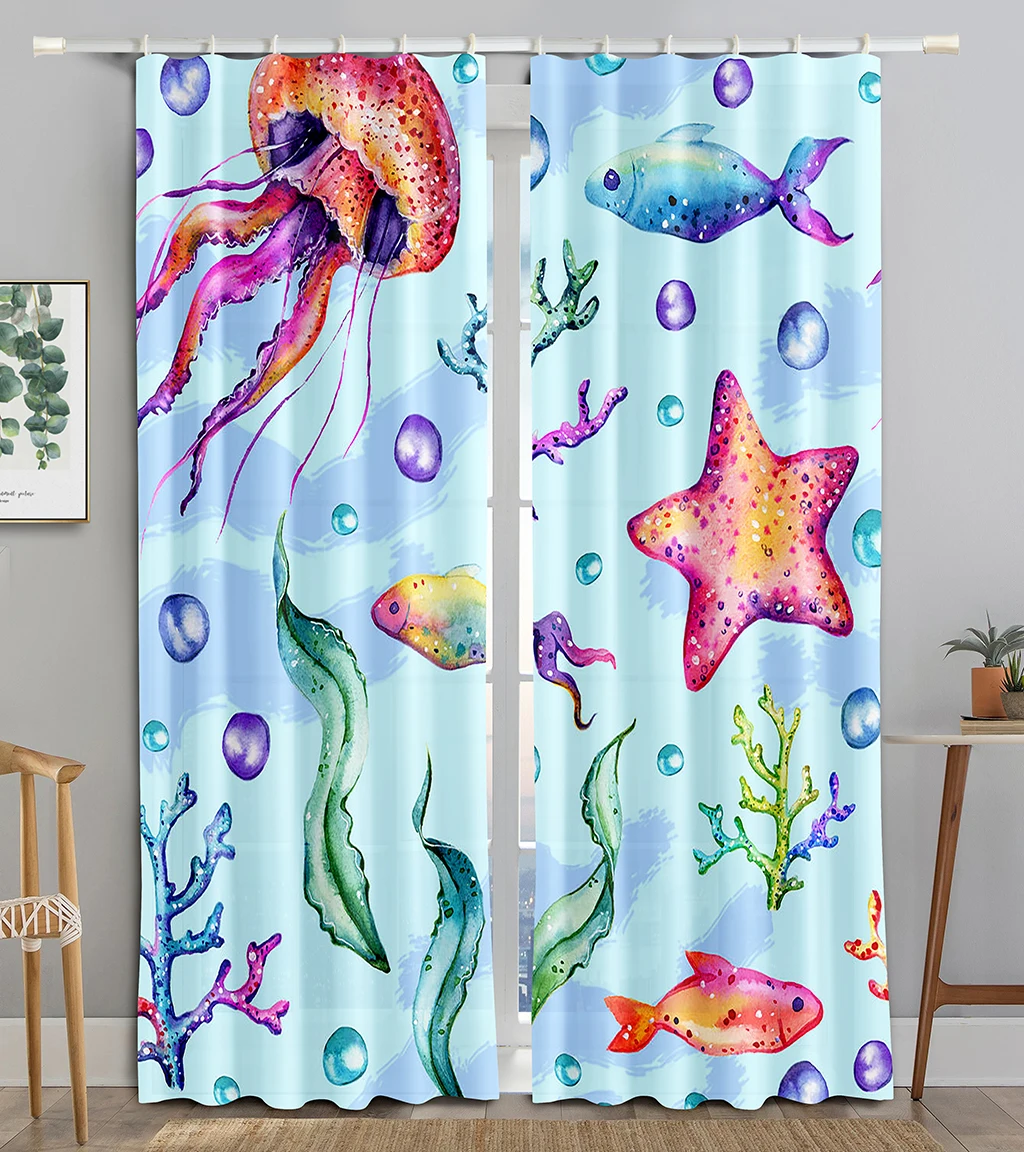 

Colorful Watercolor Painting Animal Blackout Window Curtain for Living Room Bedroom Bathroom Kicthen Door Cupboard Decor Hooks