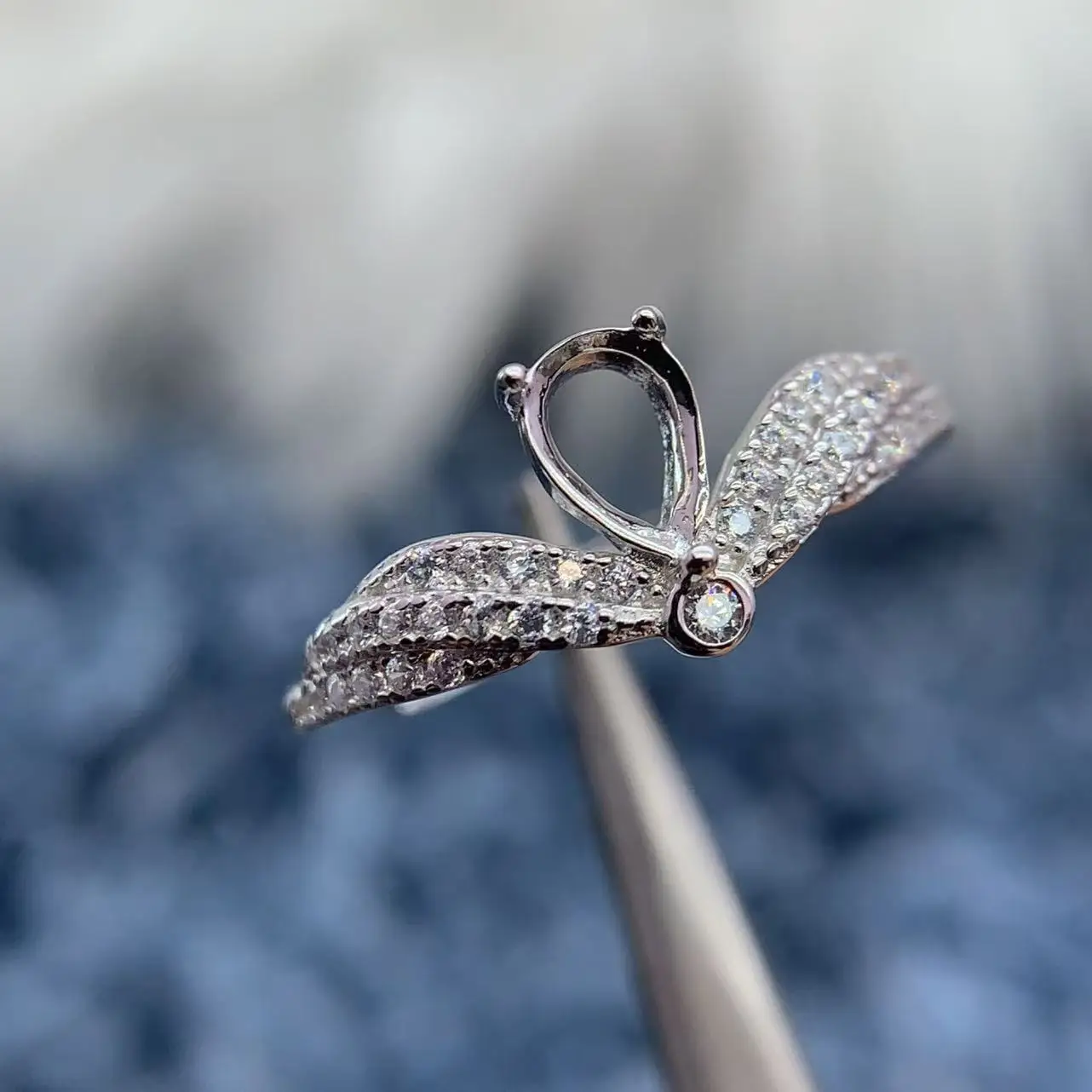 

MeiBaPJ Inlay Teardrop 4*6mm S925 Sterling Silver DIY Ring Setting Zircon Butterfly Womens Gifts Charm Luxury Jewelry Wholesale