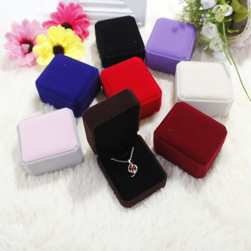 5pcs/lot High Quality Jewelry Storage Boxes Presentation Necklace Pendant Jewelry Box Velvet Case Earrings Plastic Display Box