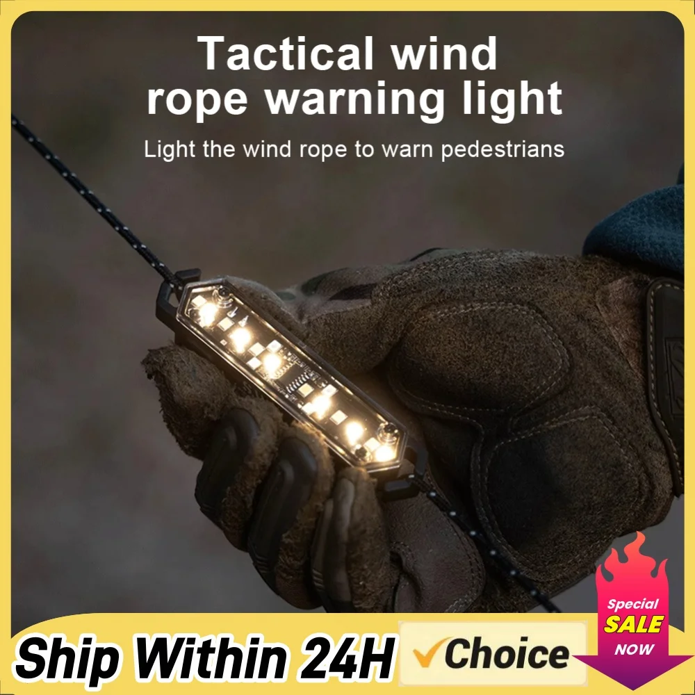 Wind Rope Buckle Light Type-C Charging Wind Rope Warning Light IPX4 Waterproof Tent Atmosphere Light for Outdoor Camping Picnic