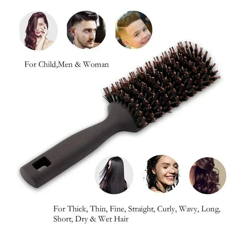 Boar Bristles Detangling Hair Brush Hollow Out Tangled Hair Comb Quick Dry Anti Static Curl Define Styling Brush Barber Tools