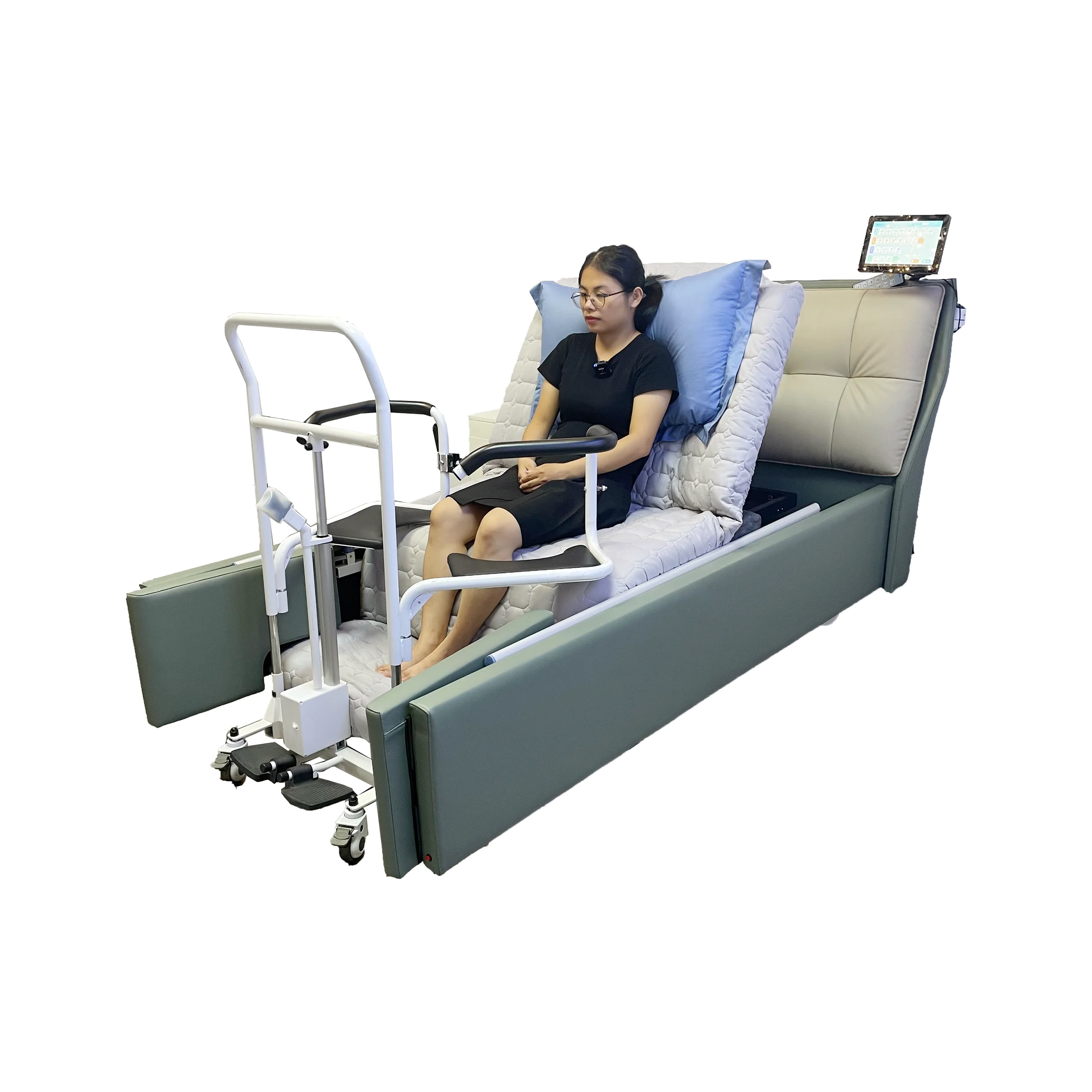 سرير رعاية منزلي قابل للتعديل بإصدار فاخر مع مراقبة تلقائية ووظائف الخراطة لكبار السن وكراسي الفراش