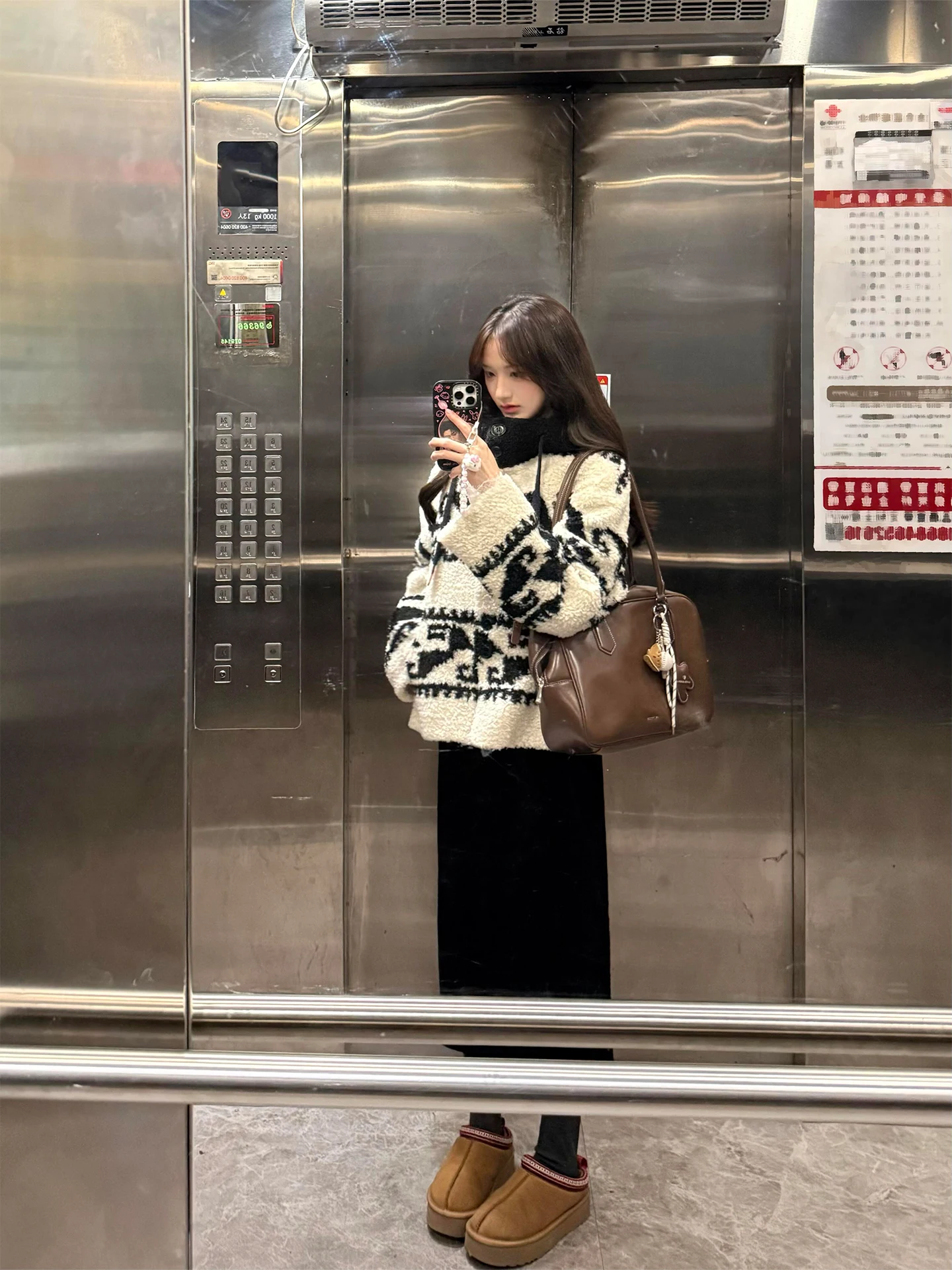 

Korean Sle Winter Warm Thiened Lamb Fur Coat with Hat f Skirt Two-Piece Set Faionable Retro Women's Ensemble