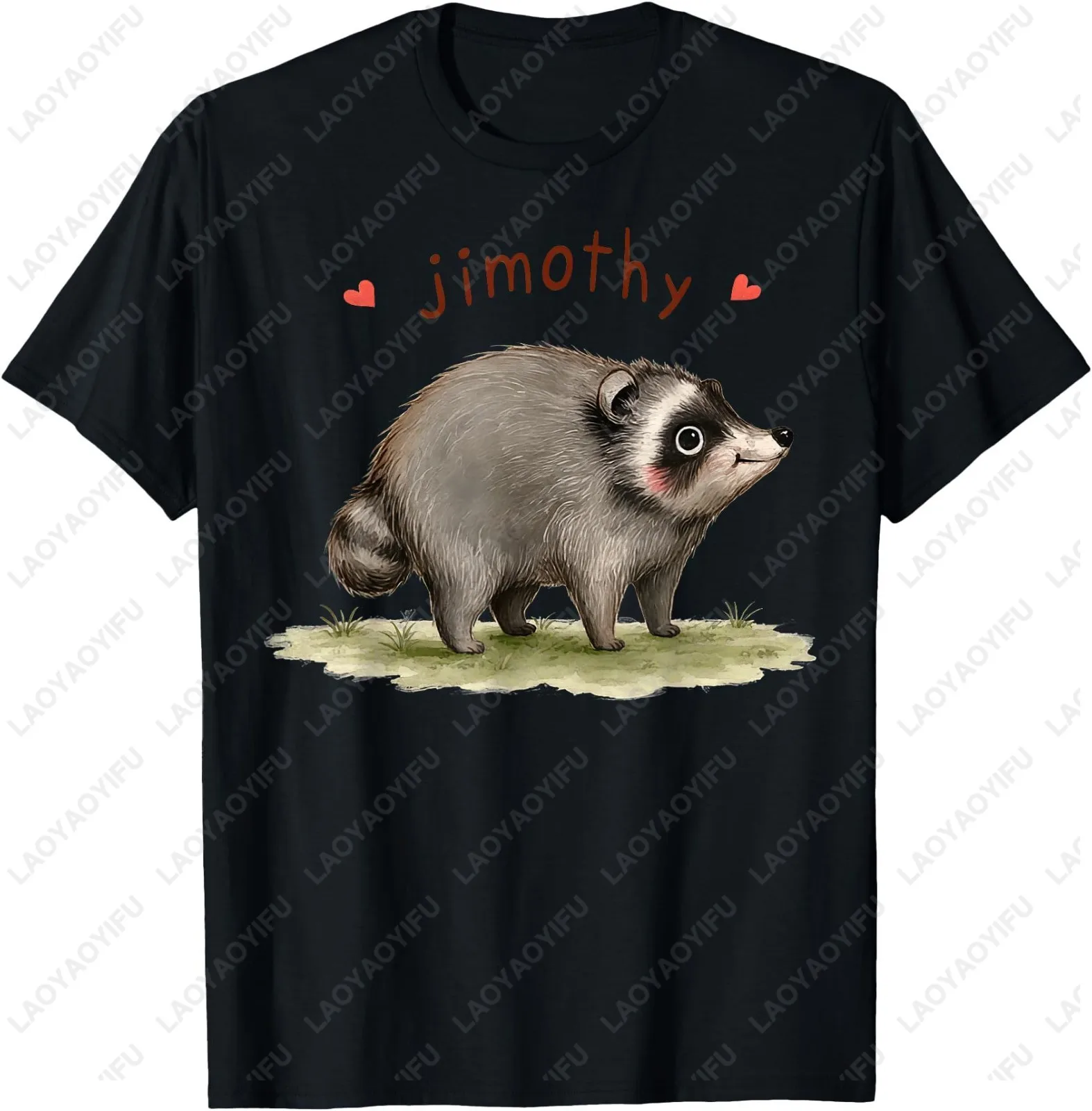 Team Jimothy Raccoon Meme Cute Animal Lovers T-Shirt Short-sleeved Round-neck Loose and Comfortable Top