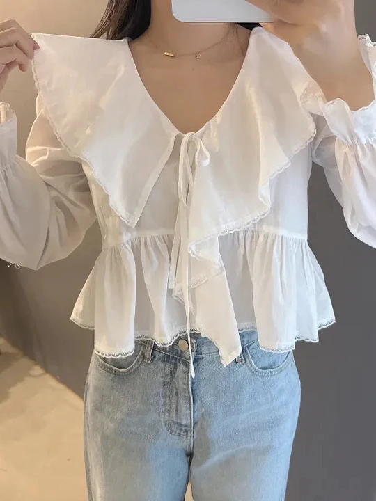 

Шикарная женская блузка из шифона с цветочным принтом, воздушная, с защитой от солнца, с плиссированными манжетами и бантом, модная, для защиты от солнца.