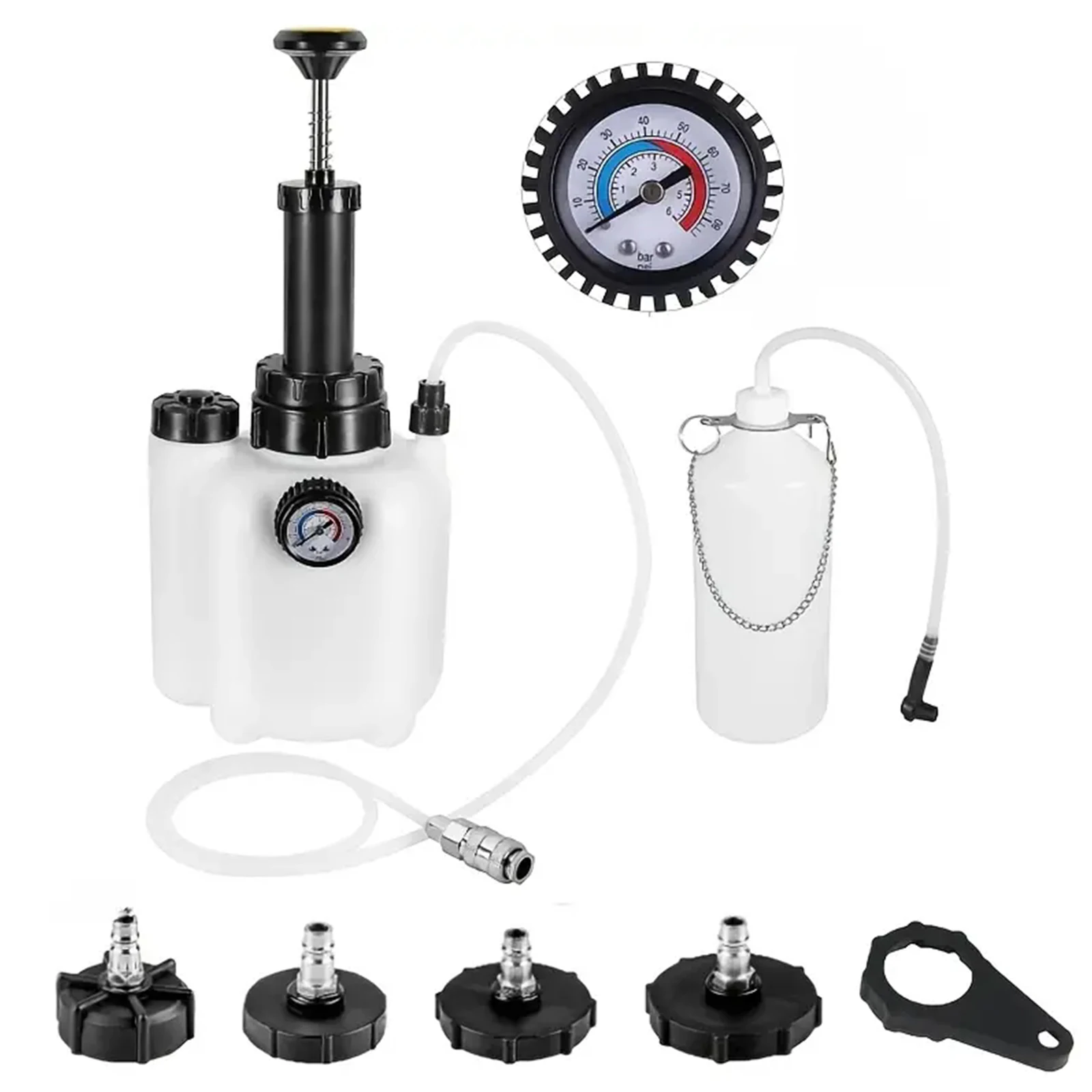 

3L Brake Flush Machine Leakproof Auto Pneumatic Brake Bleeder W/1L Brake Fluid Bleed Bottle & 4 Adapter for Car Motorcycle
