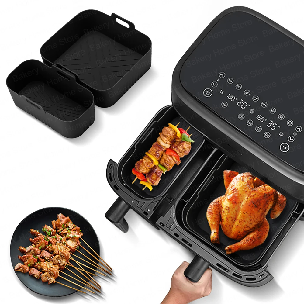 YADOBIG Kit Accessoires Moules Silicone Airfryer Philips Dual Basket 3000 Series NA350 – 6L + 3L, Grille, Moules Muffins, Toast & Pince