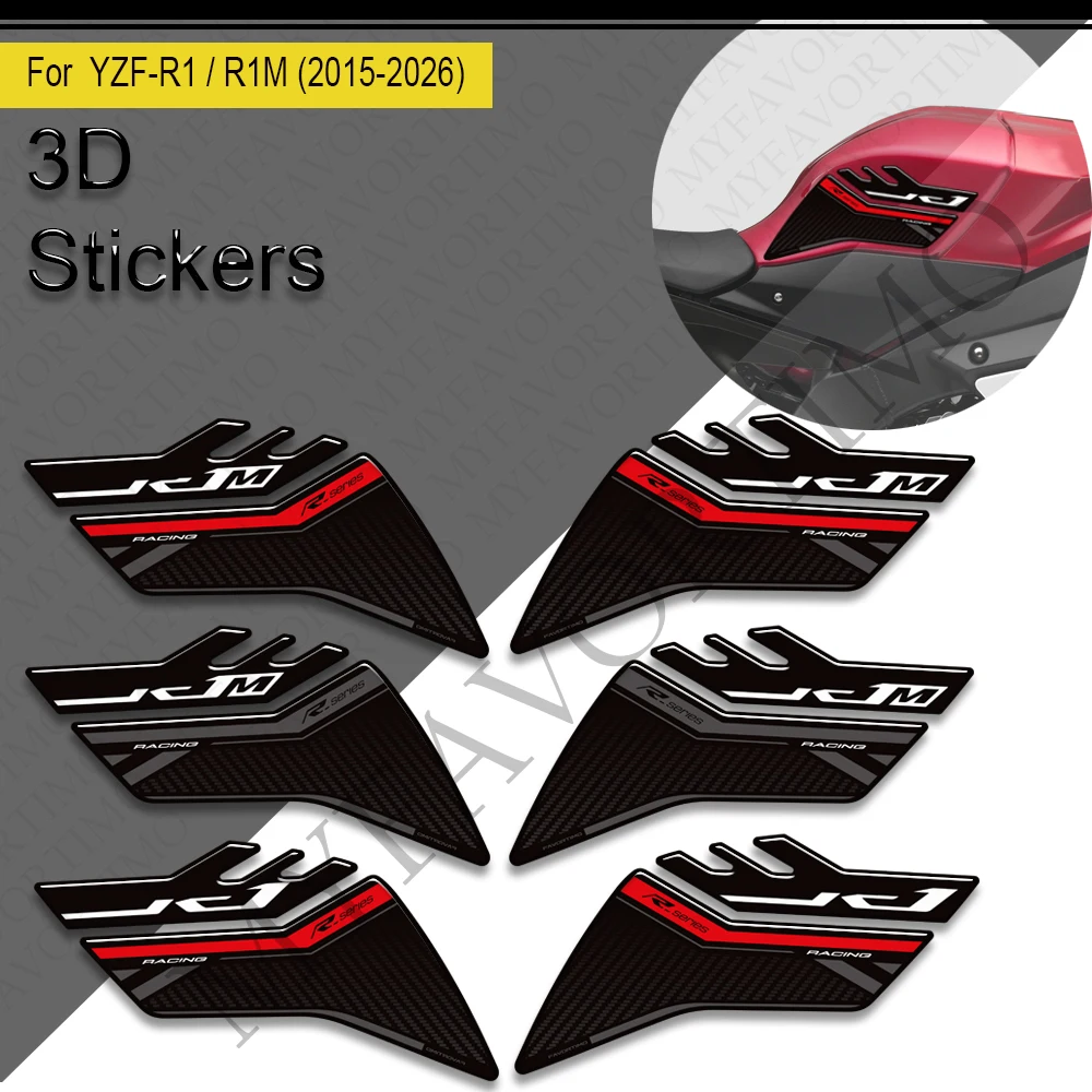 

Motorcycle For YZF-R1 YZF-R1M YZFR1 YZFR1M YZF R1 R1M Tank Pad Cap Tank Pad Gas Fuel Knee Stickers Decals Protection 2015 - 2026
