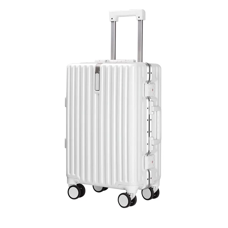 

Aluminium Frame Suitcases on Wheels Women High Appearance Level Zipper Luggage Men Boarding Trolley Case Strong and Durable