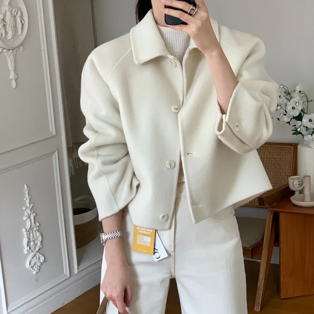 

Шикарное шерстяное пальто для женщин, винтажное утягивающее пальто с воротником-стойкой, осень-зима, модный длинный топ све для поездок на работу