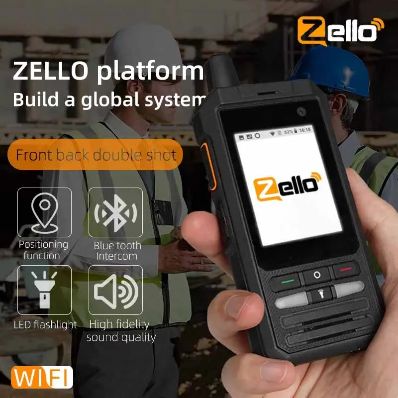 Zello Talkie-walkie Android 4G Lte 3G GSM Poc Network Two Way Radio GPS WiFi BT 500km Zello Walkie Talkie With Sim Card