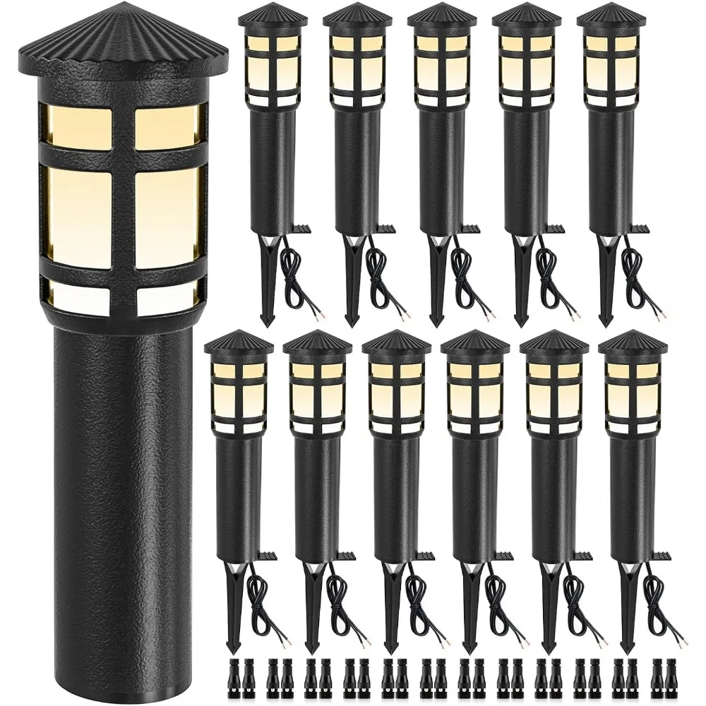 Low Voltage Landscape Pathway Lights 5W Outdoor Landscape Lighting, 12-24V 3000K Aluminum Wired LED Bollard Path Lights