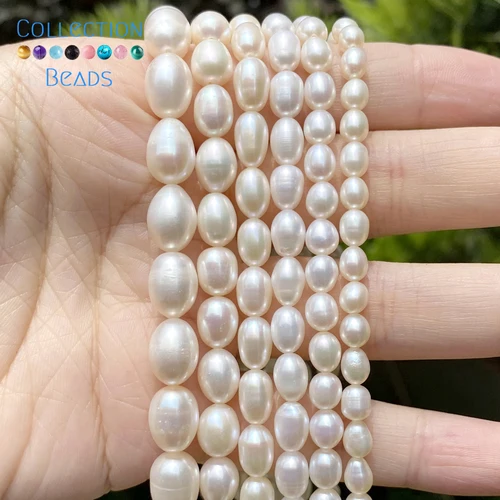 100% perlas naturales de agua dulce, venta al por mayor, A/AA/AAA, cuentas con forma de arroz de alta calidad para fabricación de joyería, collar de pulseras DIY