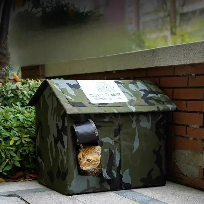 Outdoor Stray Cat Dog Bed Winter Warmth Insulation Oxford Cloth Cat's House safe House Wilderness Wind Proof Rain Petaccessories