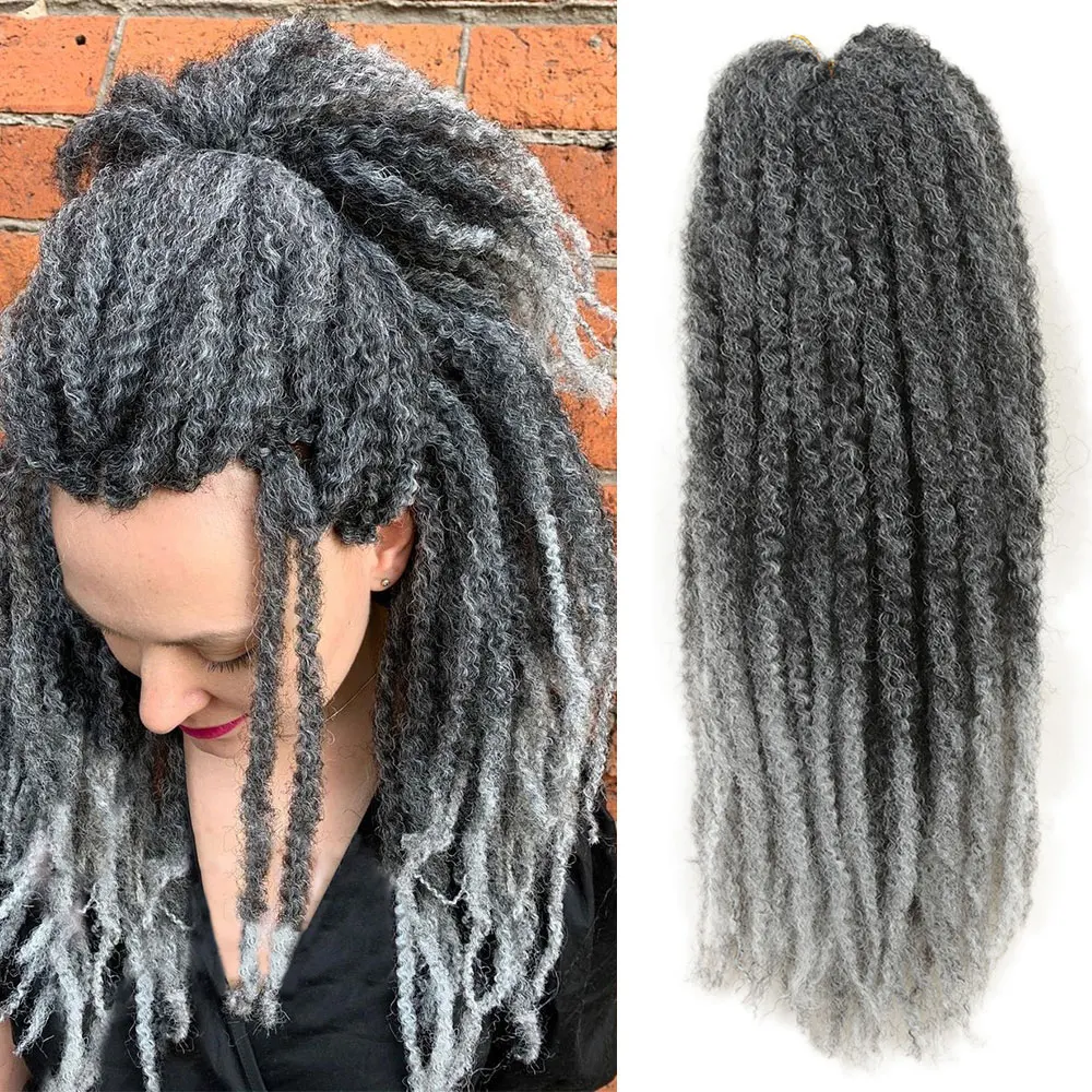 Alibaby rambut kepang Marley Twist 18 inci kepang Crochet kepang panjang Afro Kinky sintetis serat Kanekalon Crochet rambut untuk kepang