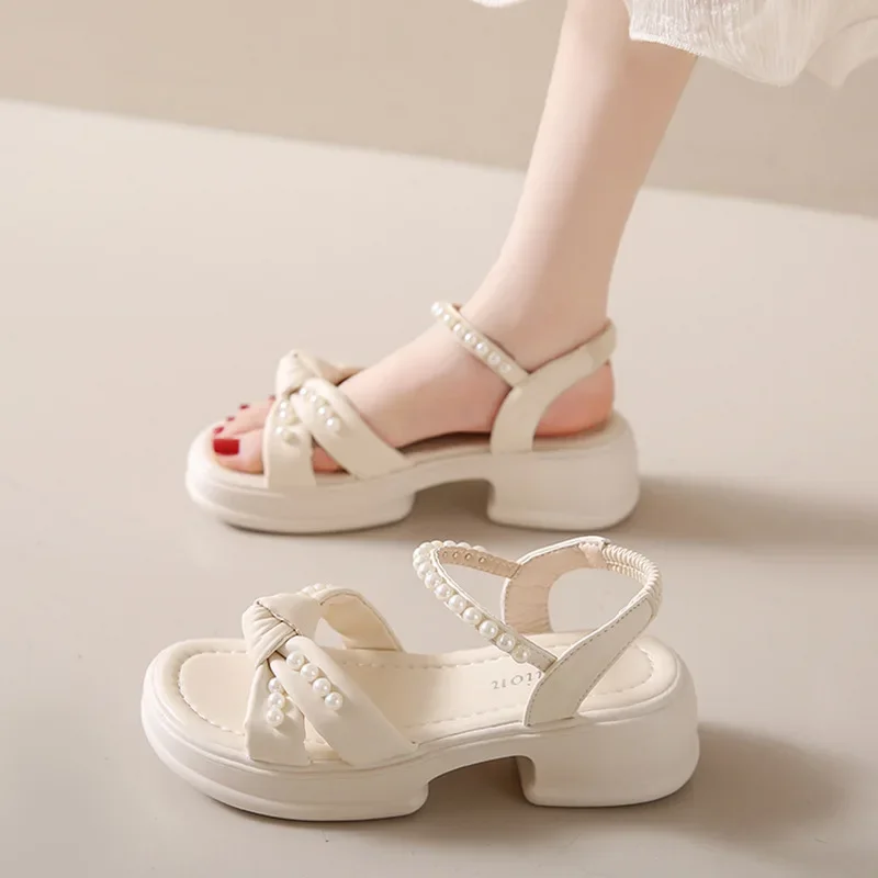 

Women's Thick soled Sandals with Soft soled Elastic Strap Fashion Sandals