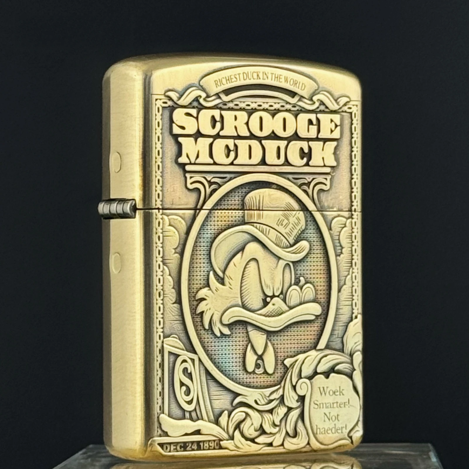 902S Brass Vintage Donald Duck Windproof Kerosene Lighter Gift for Men duck cat Brass 3D Relief skull Kerosene lighter