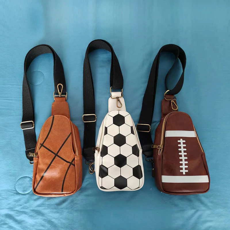 

DHL10pcs Women PU Baseball Softball Soccer Prints Large Capacity Chest Bag
