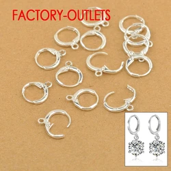 Venta al por mayor, 50 Uds., pendientes coreanos DIY para mujer, accesorios de joyería de moda, pendientes de plata de ley 925 auténtica, ajustes de aro de 12MM