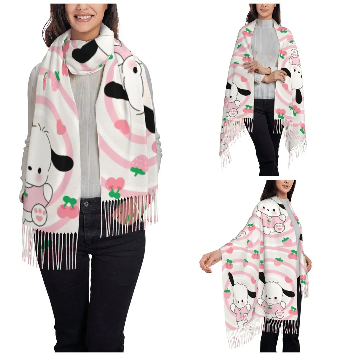 Pochacco Ice Cream Scarf for Women Fall Winter Shawl Wrap Long Large Shawl Scarf for Ladies