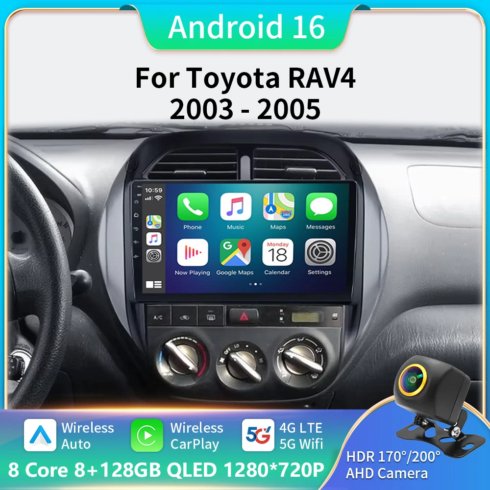 

Android 16 Auto Radio For Toyota RAV4 RAV 4 2003 2004 2005 DSP Carplay GPS Navigation Multimedia Video Player Stereo 2din DVD 4G
