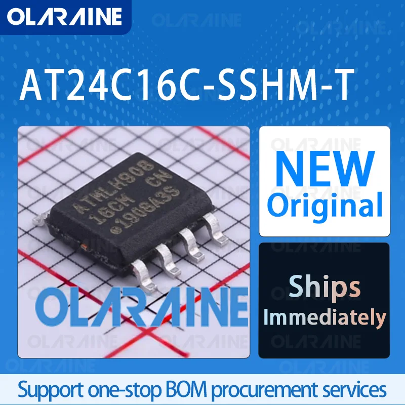 10/50/100Pcs AT24C16C-SSHM-T SOIC-8 programmable read-only memory RoHS 2-Wire, I2C 2 k x 8 Voltage 5.5 V
