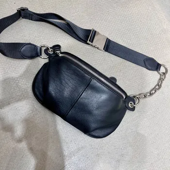 Doğal Deri Kadınlar Için Crossbody Çanta Gerçek Hakiki Deri omuzdan askili çanta Vintage Düz Renk Tasarımcı Kadın Seyahat Göğüs Çanta