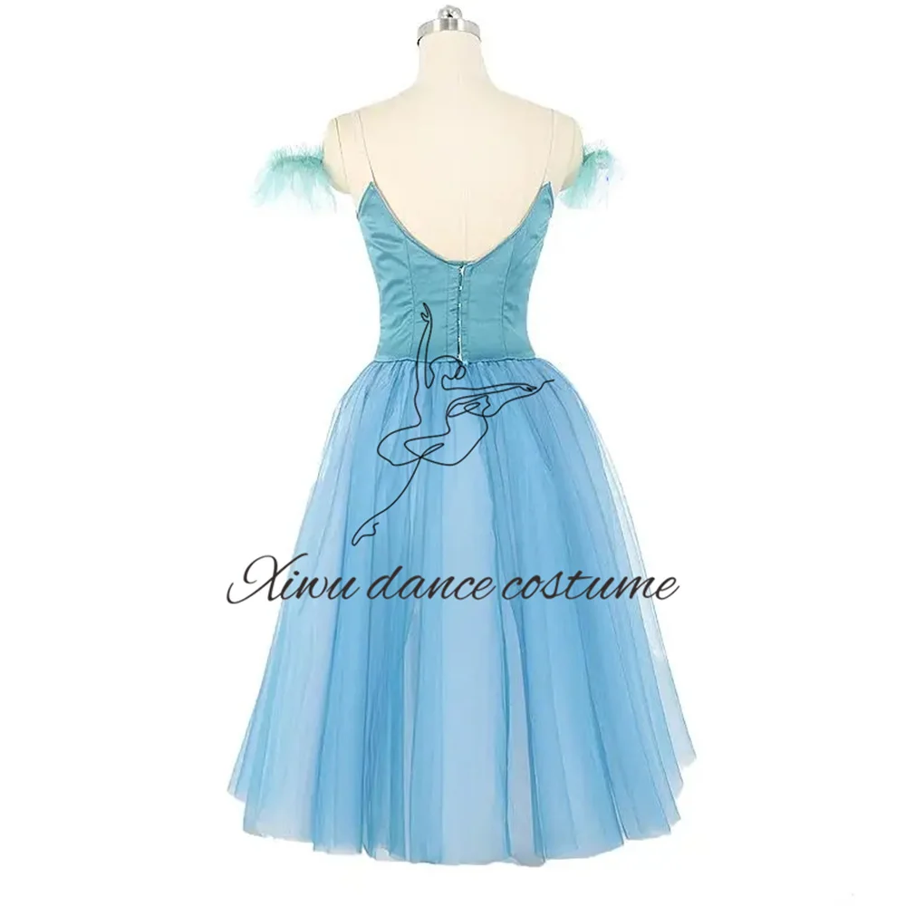 지젤 발레 스커트 농부 변형 롱 드레스 하이 엔드 개인 맞춤 성인 어린이 로얄 블루 그라데이션 블루 롱 드레스