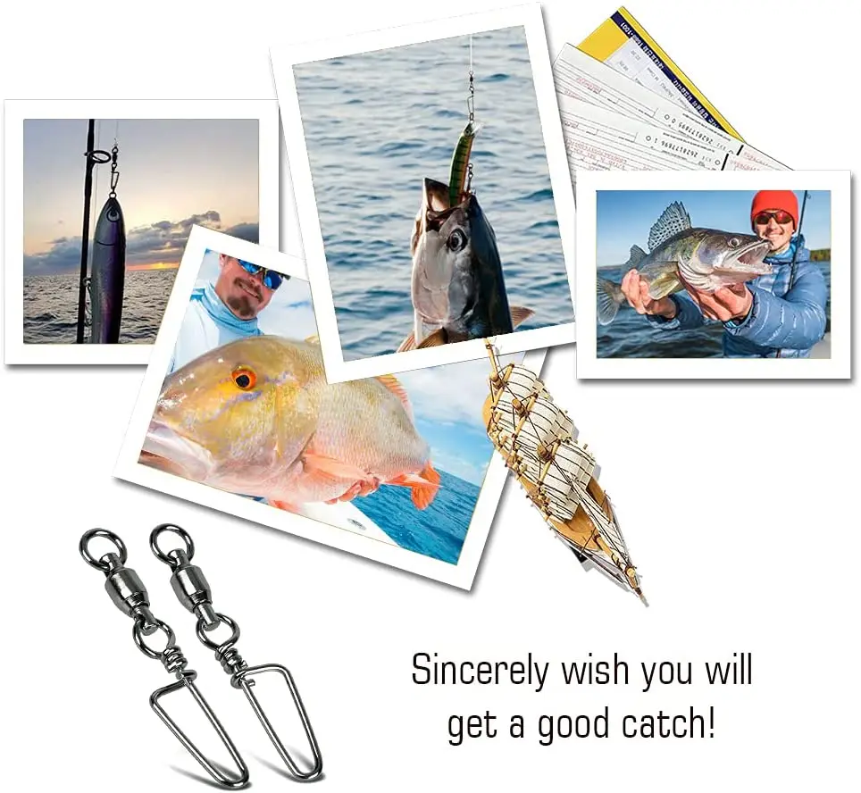 Fish trip Fishing Snap Swivels Kugellager wirbel mit Edelstahl Coastlock Snap korrosions beständige schwarze Nickel beschichtung – Detail 6