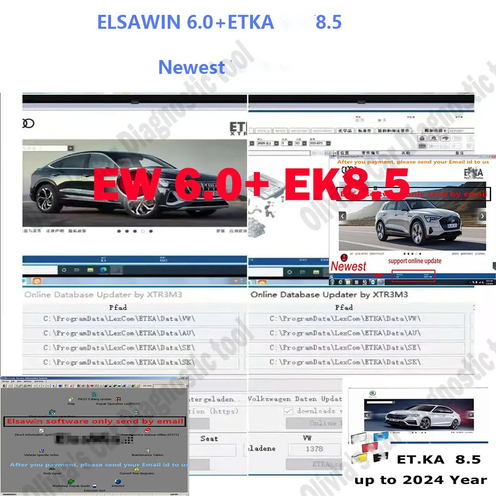 

Etka 8.5 obd2 scanner vehicle electronic parts catalog + Elsawin 6.0 Car accessories , suitable for European American car models