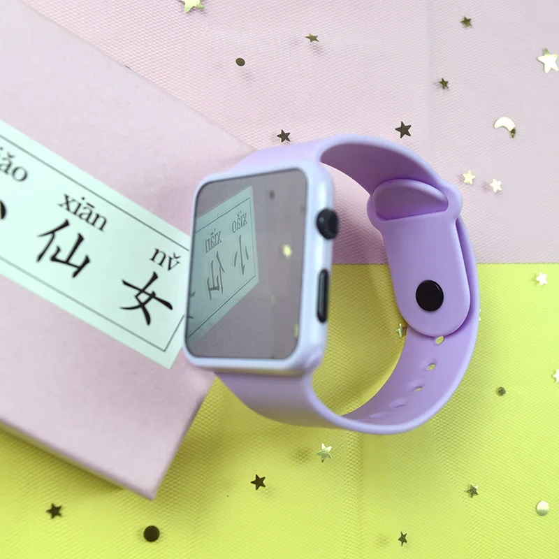 Kegllect LED Square Mirror Electronic Watch Jelly Color Junior High School Male and Female Students Fashion Watches