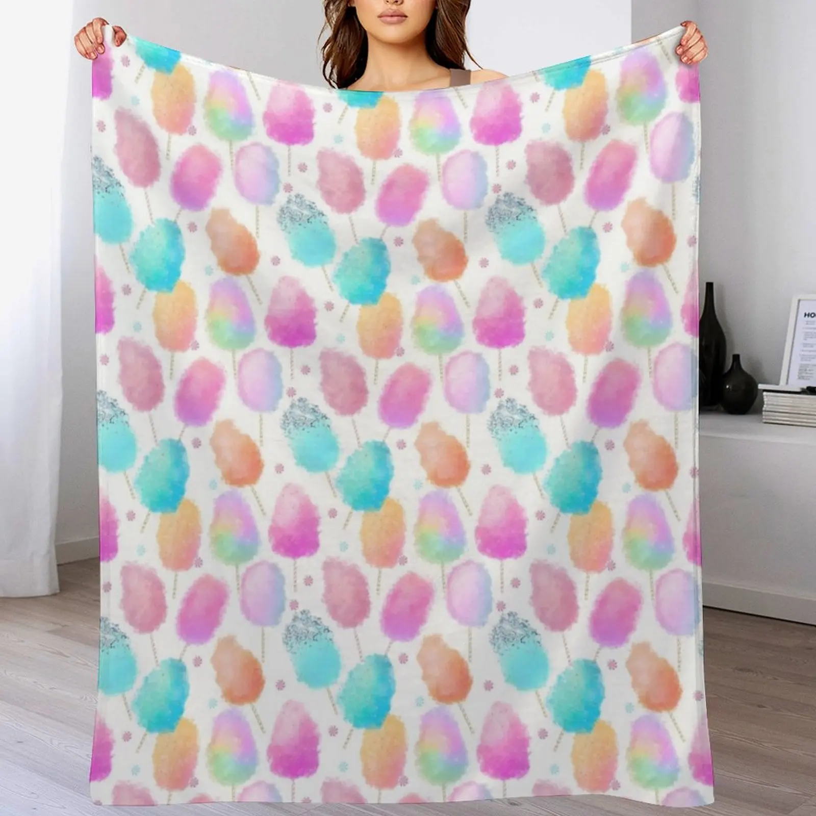 Cotton candy pattern Throw Blanket Color Fast Cozy Throw Blanket