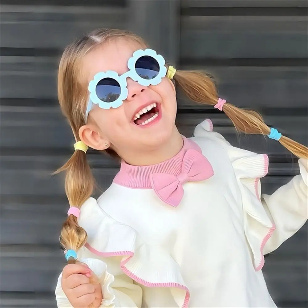 Colorful Kids Sunflower Sunglasses Vintage Round Frame Children Flower Sun Glasses Shades for Disco Festival Party