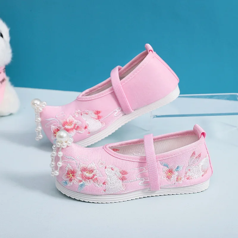 Shoes for Han Chinese Clothing Girls' Spring/Summer Archaistic Ancient Costume Old Beijing Children's Cloth Embroidered shoes