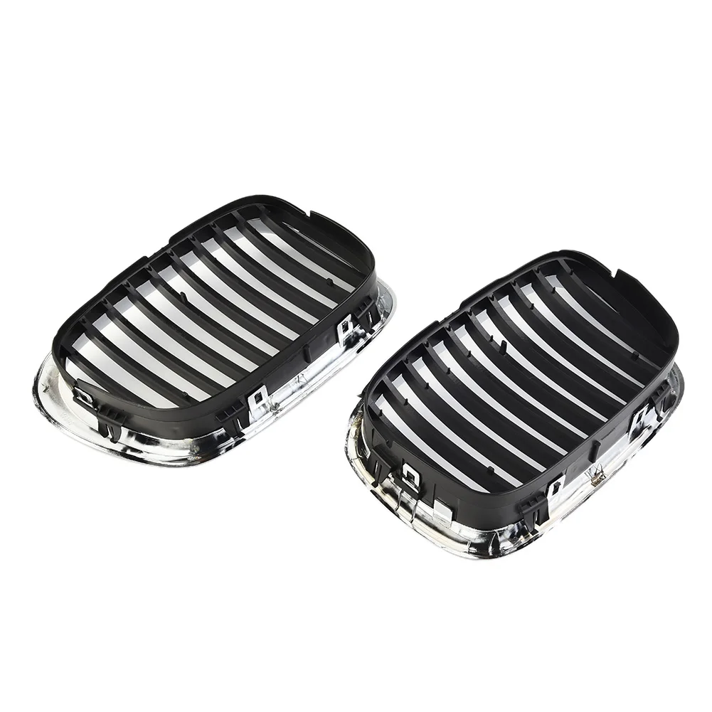 

1 Pair Grilles For BMW E39 5-series 525 530 535 540 M5 1998 - 2003 Front Chrome Black Grille Grill Replacement Car Exterior Part