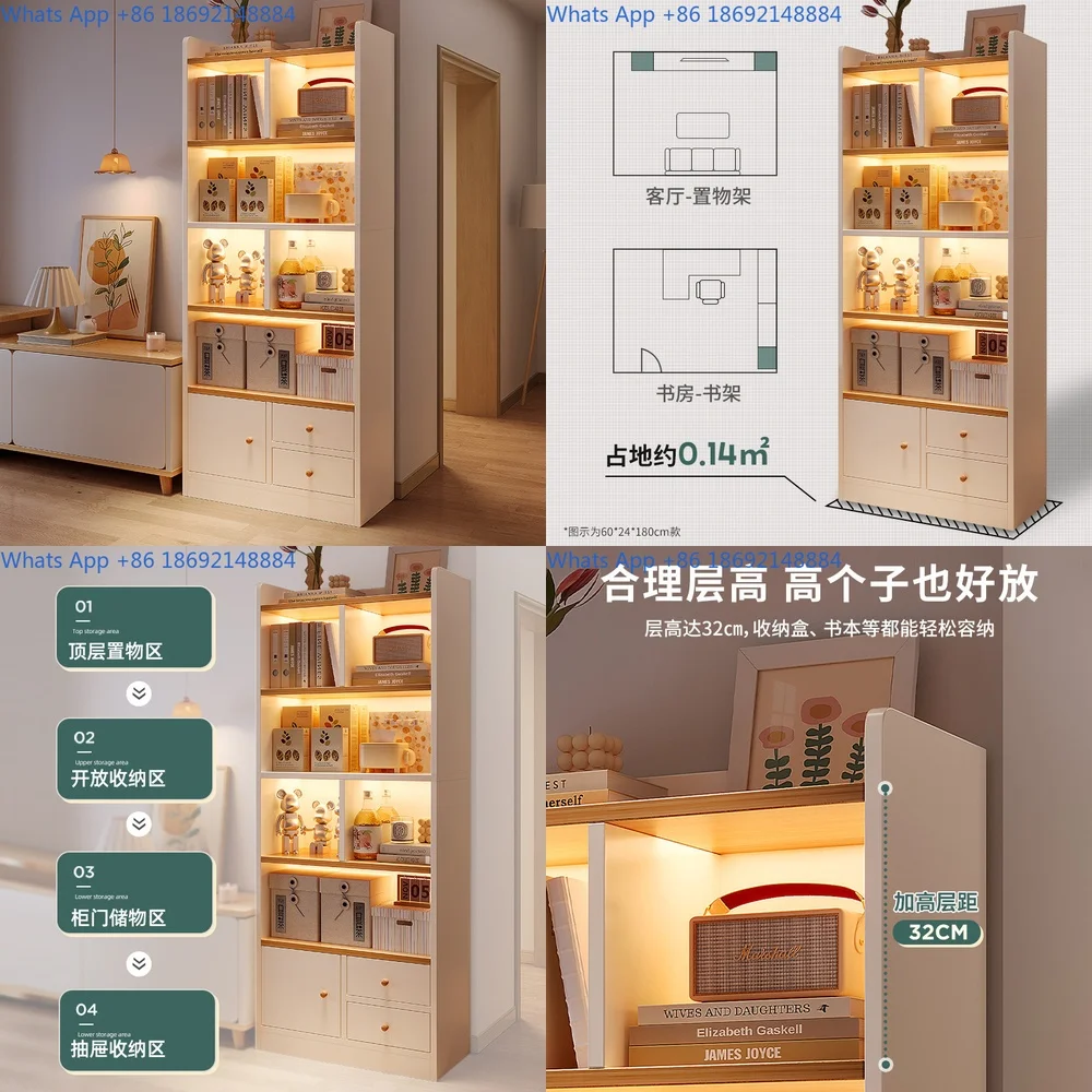 

Multilayer Floor Bookshelf Storage Rack for Living Room Home Display Cabinet Next to TV Stand