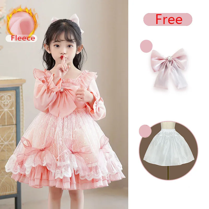 2024 New Baby Girl Summer Rose Floral Vintage Lolita Princess Ball Gown Dress for Birthday Holiday Casual Eid 2-12 Years