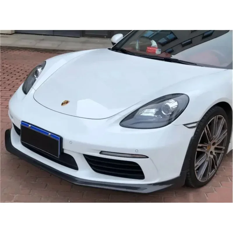 REAL CARBON FIBER Front Bumper Lip Splitters Body Kit Cup Flaps Cover For Porsche 718 Cayman Boxster 2016-2021