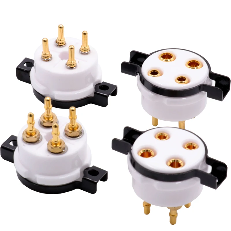 Ceramic 4-pin tube socket four-pin beryllium copper gold-plated bile machine socket 101D 811 2A3 300B vacuum tube socket