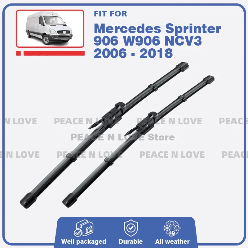 Auto Wiper Blades For Mercedes Sprinter 906 W906 NCV3 2006-2018 Windshield Windscreen Window Fit Pinch Tab Arm Frameless 2007