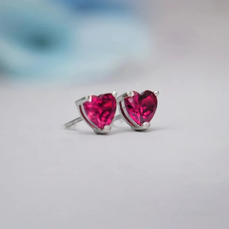 

925 Sterling Silver Needle Sweet and Romantic Rose Red Silver Series Hoop Earrings Pendant Women Light Luxury Fashion Earrings